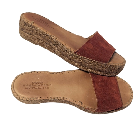 Naguisa Mediterranean Shoe Espadrille Leather Slip On Slide Anthropologie Sandal - Picture 2 of 9